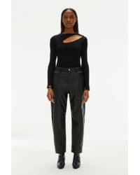 Koche - Black Vegan Leather High Waisted Trousers - Lyst