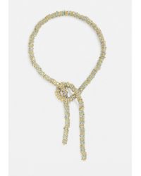 PEARL OCTOPUSS.Y Handcrafted Diamond Snake Tie Necklace - Metallic