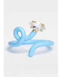 Bea Bongiasca Blue Enamel Baby Vine Tendril 9k Gold Ring