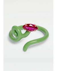 Bea Bongiasca Green Enamel Baby Vine Tendril 9k Rose Gold Ring