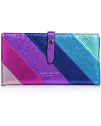 Kurt Geiger Rainbow Leather Metallic Striped Wallet - Purple
