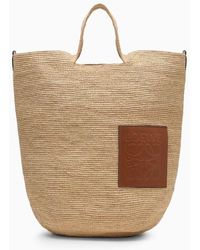 Loewe - Handbag With Natural Raffia And Leather Details - Lyst