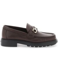 Ferragamo - Embossed Leather Loafers With Gancini Hook For - Lyst