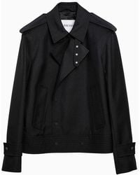 Burberry - Double-Breasted Silk Blend Short Trench Jacket - Lyst
