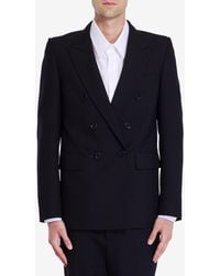 Saint Laurent - Double-Breasted Wool Gabardine Jacket - Lyst