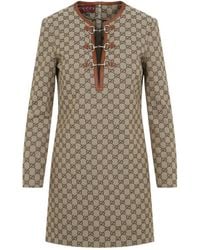 Gucci - Gg Jacquard Fabric Dress - Lyst
