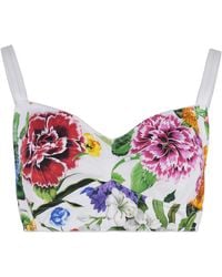 Dolce & Gabbana - Top With All-Over Floral Motif And Adjustable Shoulder Straps - Lyst