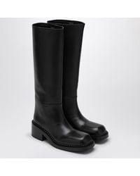 Prada - High Calfskin Leather Boot With Block Heel - Lyst