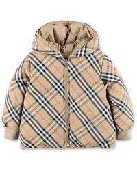 Burberry - Reversible Check Nylon Puffer Jacket For Girls - Lyst