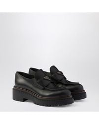Prada Vintage Effect Nappa Leather Moccasins For in Black | Lyst