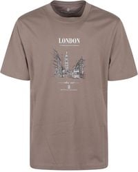 Brunello Cucinelli - Cotton Crew Neck Short Sleeve T-Shirt Featuring Urban Exploration Print - Lyst
