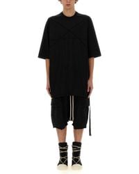Rick Owens - Oversized Cotton T-Shirt With Geometric Design And Relaxed Fit - Lyst