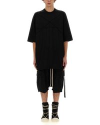Rick Owens - Oversized Cotton T-Shirt With Geometric Design And Relaxed Fit - Lyst