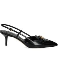 Elisabetta Franchi - Kitten-Heel Slingback Leather Pumps - Lyst