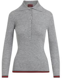 Gucci - Cashmere And Silk Polo Top With Web - Lyst