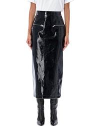 MSGM - High Waist Patent Leather Midi Skirt - Lyst