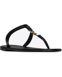 Saint Laurent - Cassandre Leather Thong Sandals - Lyst