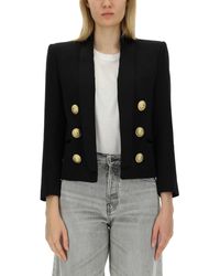 Balmain - Tailored Cropped Jacket With Double-Breasted Front - Lyst
