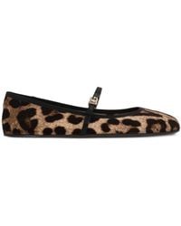 Dolce & Gabbana - Velvet Ballerinas With Animal Motif - Lyst