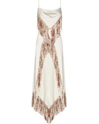 Rabanne - Asymmetric Mini Dress With Printed Fringes - Lyst