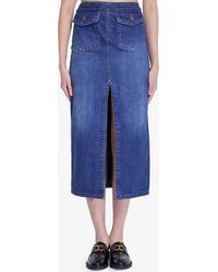 Chloé - Denim Midi Skirt - Lyst