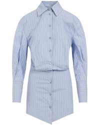 The Attico - Chic Cotton Mini Dress With Unique Pattern And Balloon Sleeves - Lyst