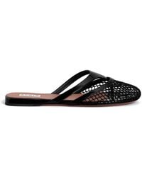 Alaïa - Fishnet And Leather Infradito Flats For - Lyst
