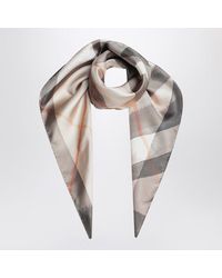 Burberry - Silk Scarf With Watercolor Effect Check Pattern - Lyst