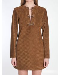 Gucci - Gg Suede Mini Dress - Lyst