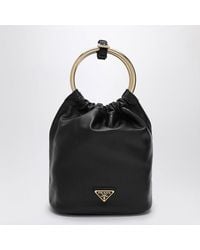 Prada - Mini Bucket Handbag With Metal Handles And Chain Strap - Lyst