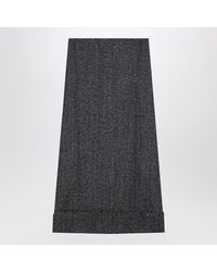 Prada - High Waist Midi Skirt With Back Pleats - Lyst