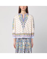 Etro - Floral Printed Cotton Blouse With Balloon Sleeves - Lyst