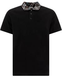 Burberry - Check Collar Slim Fit Cotton Polo Shirt For - Lyst