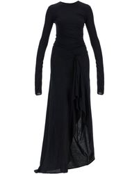 The Attico - Long Draped T-Shirt Maxi Dress With Pleats - Lyst