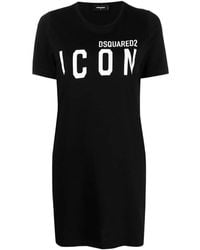 DSquared² - Mini Logo Print Short Sleeve T-Shirt Dress - Lyst