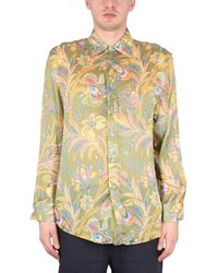 Etro - Floral Print Silk Shirt With Pointed Collar For - Lyst