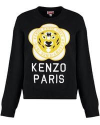 KENZO - Wool-Blend Crew-Neck Sweater With Tiger Academy Front Intarsia - Lyst