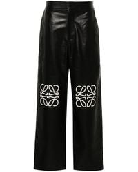 Loewe - Anagram Baggy Leather Trousers - Lyst