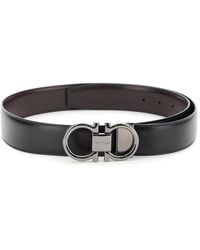 Ferragamo - Gancini Double Buckle Leather Reversible Belt - Lyst
