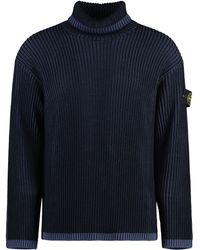 Stone Island - Ribbed Virgin Wool Turtleneck Sweater - Lyst