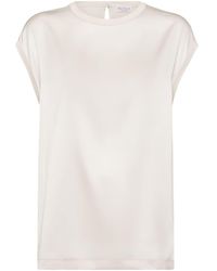 Brunello Cucinelli - Silk Top With Precious Details - Lyst