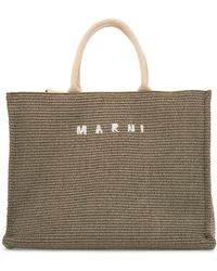 Marni - Large Raffia Effect Tote Bag - Lyst