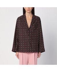 Moschino - Elegant Silk Patterned Shirt With V-Neck And Long Sleeves - Lyst