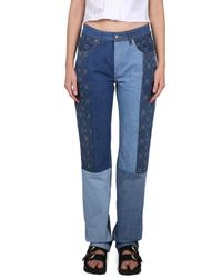 Marine Serre - Denim Jeans With Button Closure - Lyst