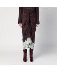 Dries Van Noten - Draped Midi Skirt With Floral Print - Lyst