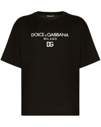Dolce & Gabbana - Dg Embroidered T-Shirt With Lettering Logo Print - Lyst