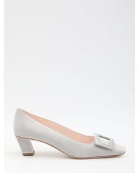 Roger Vivier - Suede Pumps With Resin Buckle And Squared Heel - Lyst