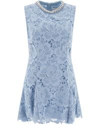 Self-Portrait - Short Dress With Floral Lace - Lyst
