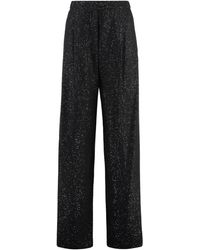 Max Mara - Sequin-Embellished Trousers With Satin Side Stripes - Lyst