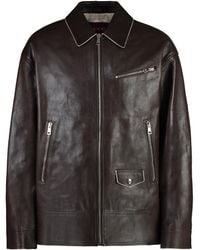 Gucci - 100% Leather Jacket With Contrasting Details - Lyst